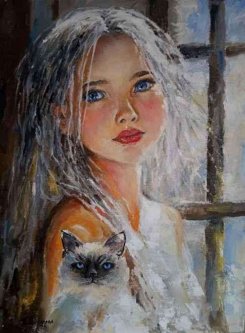 Девочка и кот